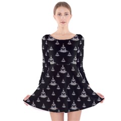 Buddhism Motif Print Pattern Design Long Sleeve Velvet Skater Dress by dflcprintsclothing