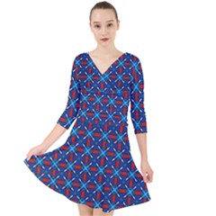 Df Pasticerria Quarter Sleeve Front Wrap Dress by deformigo