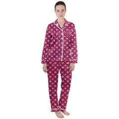 Df Magenta Rumor Satin Long Sleeve Pyjamas Set by deformigo