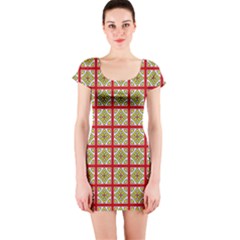 Df Hackberry Grid Short Sleeve Bodycon Dress by deformigo