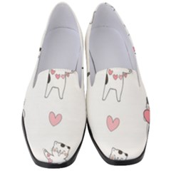 Seamless Pattern Cute Cat With Little Heart Hearts Women s Classic Loafer Heels by Wegoenart