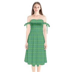 Esmeralda Shoulder Tie Bardot Midi Dress by deformigo