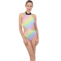 Pastel Goth Rainbow  Halter Side Cut Swimsuit View1