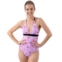 Spooky Pastel Goth  Halter Cut-Out One Piece Swimsuit View1