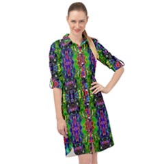 Abstract-r-8 Long Sleeve Mini Shirt Dress by ArtworkByPatrick