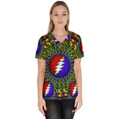 Grateful Dead Women s V-neck Scrub Top by Sapixe