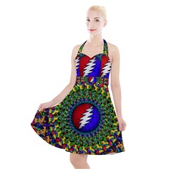 Grateful Dead Halter Party Swing Dress  by Sapixe