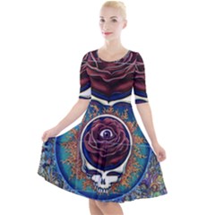 Grateful Dead Ahead Of Their Time Quarter Sleeve A-line Dress by Sapixe