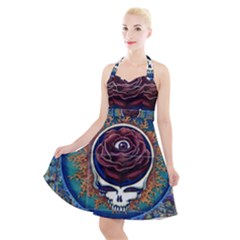 Grateful Dead Ahead Of Their Time Halter Party Swing Dress  by Sapixe