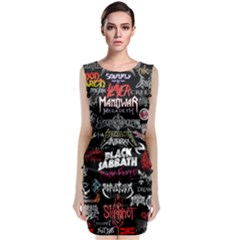 Metal Bands College Sleeveless Velvet Midi Dress by Sudhe