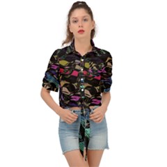 Background Drawing Colorful Pattern Tie Front Shirt  by Vaneshart