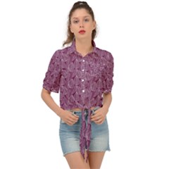 Leaf Pattern Lace Leaf Leaves Tie Front Shirt  by Vaneshart