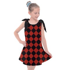 Block Fiesta - Apple Red & Black Kids  Tie Up Tunic Dress by FashionBoulevard