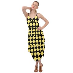 Block Fiesta - Blonde Yellow & Black Layered Bottom Dress by FashionBoulevard