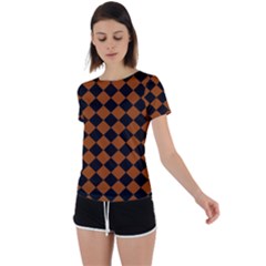 Block Fiesta - Burnt Orange & Black Back Circle Cutout Sports Tee by FashionBoulevard