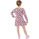 Cute Flowers - Carmine Red White Kids  Long Sleeve Velvet Dress View2