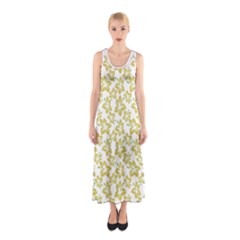 Cute Flowers - Ceylon Yellow Sleeveless Maxi Dress by FashionBoulevard