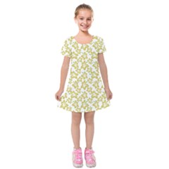 Cute Flowers - Ceylon Yellow Kids  Short Sleeve Velvet Dress by FashionBoulevard