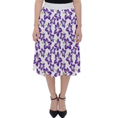 Cute Flowers - Imperial Purple Classic Midi Skirt by FashionBoulevard