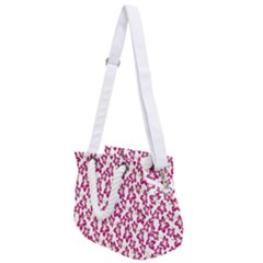 Cute Flowers - Peacock Pink White Rope Handles Shoulder Strap Bag by FashionBoulevard