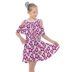 Cute Flowers - Peacock Pink White Kids  Shoulder Cutout Chiffon Dress by FashionBoulevard