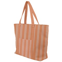 Nice Stripes - Cantaloupe Orange Zip Up Canvas Bag by FashionBoulevard