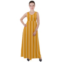 Nice Stripes - Honey Orange Empire Waist Velour Maxi Dress by FashionBoulevard