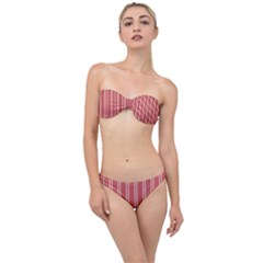 Nice Stripes - Indian Red Classic Bandeau Bikini Set by FashionBoulevard