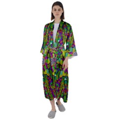 Birds In Peace And Calm Maxi Satin Kimono by pepitasart