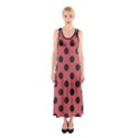 Polka Dots Black On Indian Red Sleeveless Maxi Dress View1