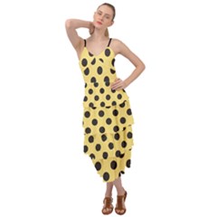 Polka Dots Black On Mellow Yellow Layered Bottom Dress by FashionBoulevard