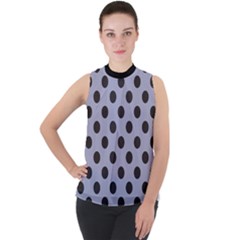 Silver Grey Black Mock Neck Chiffon Sleeveless Top by FashionBoulevard