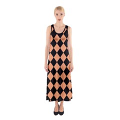 Block Fiesta Black And Cantaloupe Orange Sleeveless Maxi Dress by FashionBoulevard