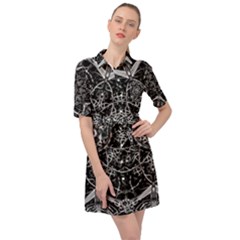 Black And White Pattern Belted Shirt Dress by Sobalvarro