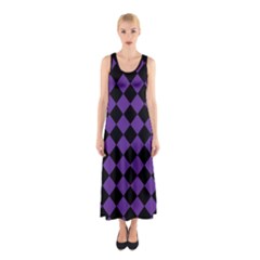 Block Fiesta Black And Imperial Purple Sleeveless Maxi Dress by FashionBoulevard