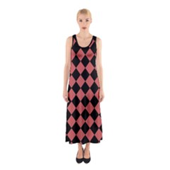 Block Fiesta Black And Indian Red Sleeveless Maxi Dress by FashionBoulevard