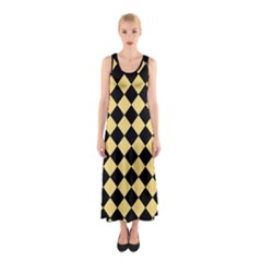 Block Fiesta Black And Mellow Yellow Sleeveless Maxi Dress by FashionBoulevard