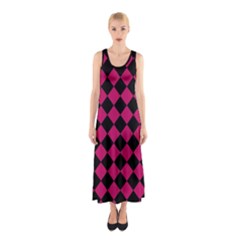 Block Fiesta Black And Peacock Pink Sleeveless Maxi Dress by FashionBoulevard