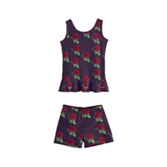 Rose Maroon Kids  Boyleg Swimsuit by snowwhitegirl