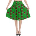 Rose In Green Flared Midi Skirt View1