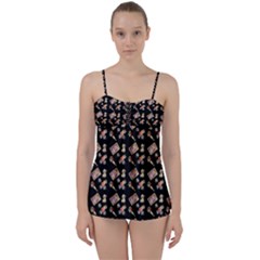 Robin Art Black Pattern Babydoll Tankini Set by snowwhitegirl