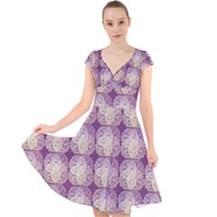 Doily Only Pattern Purple Cap Sleeve Front Wrap Midi Dress by snowwhitegirl