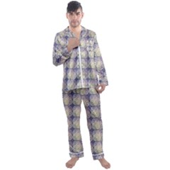 Doily Only Pattern Blue Men s Satin Pajamas Long Pants Set by snowwhitegirl