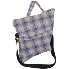 Doily Only Pattern Blue Fold Over Handle Tote Bag by snowwhitegirl