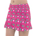 Green Elephant Pattern Hot Pink Tennis Skorts View1