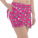 Green Elephant Pattern Hot Pink Tennis Skorts View3