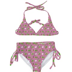 Green Elephant Pattern Mauve Kids  Classic Bikini Set by snowwhitegirl