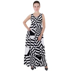 Black And White Crazy Pattern Empire Waist Velour Maxi Dress by Sobalvarro