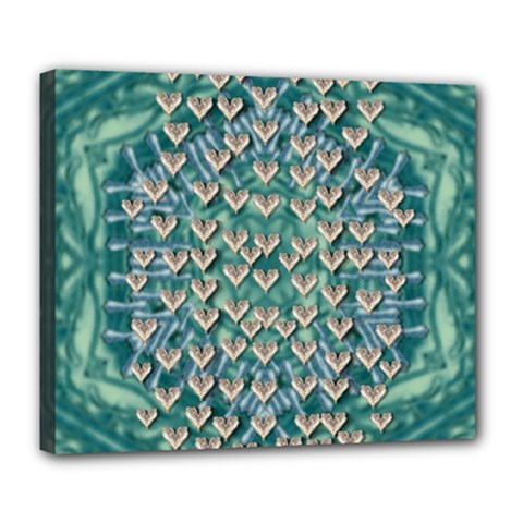 Heavy Metal Hearts And Belive In Sweet Love Deluxe Canvas 24  X 20  (stretched) by pepitasart