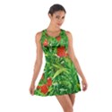 Red Flowers And Green Plants At Outdoor Garden Cotton Racerback Dress View1